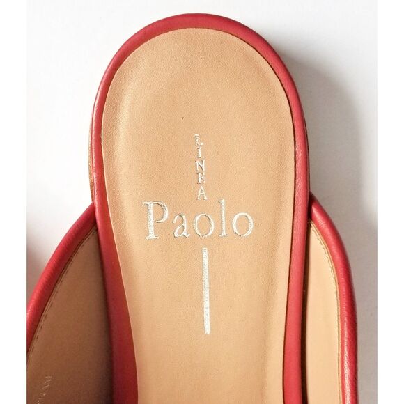 LINEA PAOLO Amy Braided Keeper Mules Red Napa Leather Sz 6.5 Slip On - Picture 2 of 12